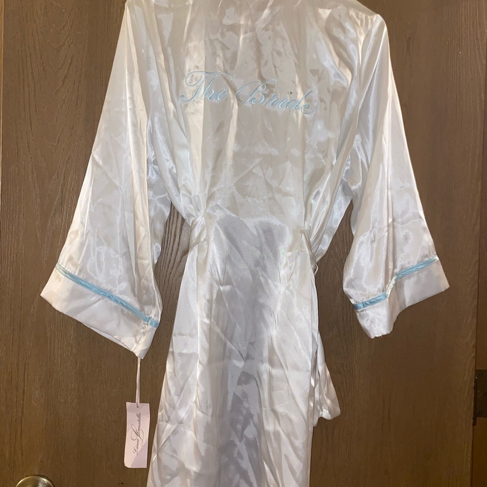Linea Donatella White and Blue Bridal Robe